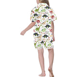 Cute dinosaurs pattern Kids' Boys' Girls' V-Neck Short Pajama Set