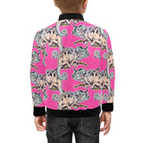 Chameleon lizard pattern pink background Kids' Boys' Girls' Bomber Jacket