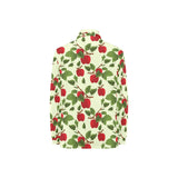 Red apples leaves pattern Women's Long Sleeve Polo Shirt