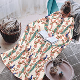 Peacock tropical flower pattern Blanket Robe with Sleeves
