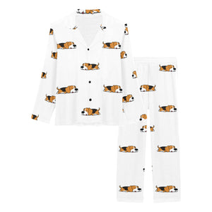 Cute beagle dog sleeping pattern Women's Long Pajama Set