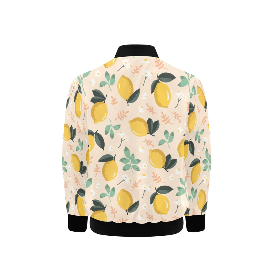 lemon flower leave pattern Kids' Boys' Girls' Bomber Jacket