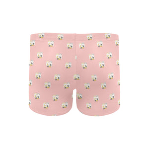 Cute hamster cheese pattern pink background Men's Swimming Trunks