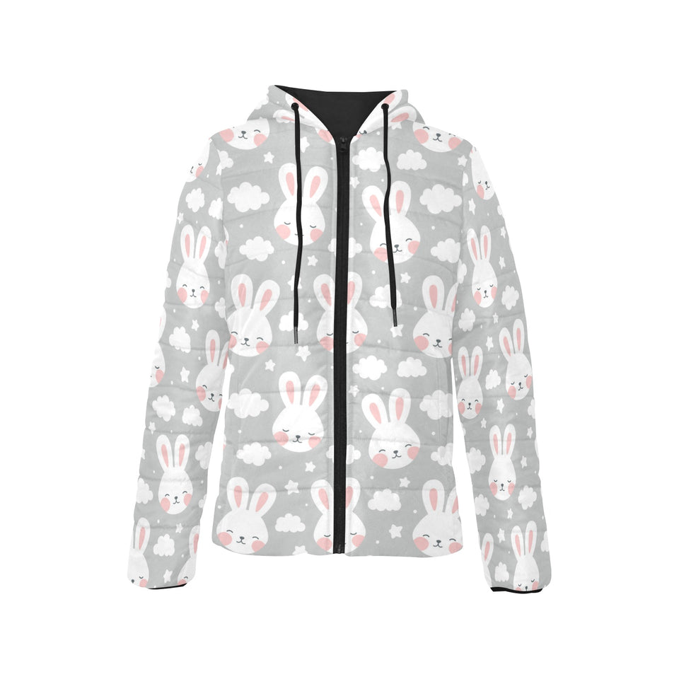 Rabbit cloud Pattern Women's Padded Hooded Jacket