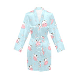 Cute cow flower pattern Women's Long Sleeve Belted Night Robe