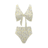 Tennis Pattern Print Design 02 Chest Bowknot High Waisted Bikini Swimsuit