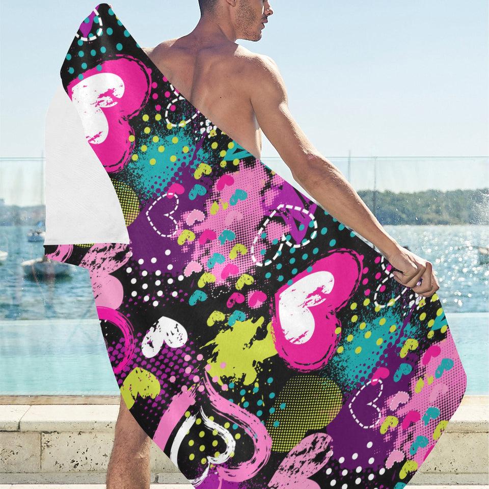 heart dot wave star creative design pattern Beach Towel
