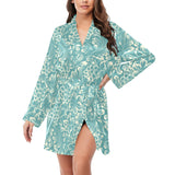 Classic Hand drawn Grape pattern Women's Long Sleeve Belted Night Robe