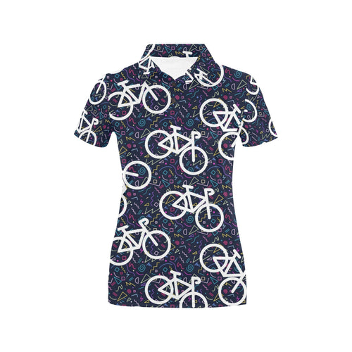 Bicycle Pattern Print Design 03 Women's All Over Print Polo Shirt