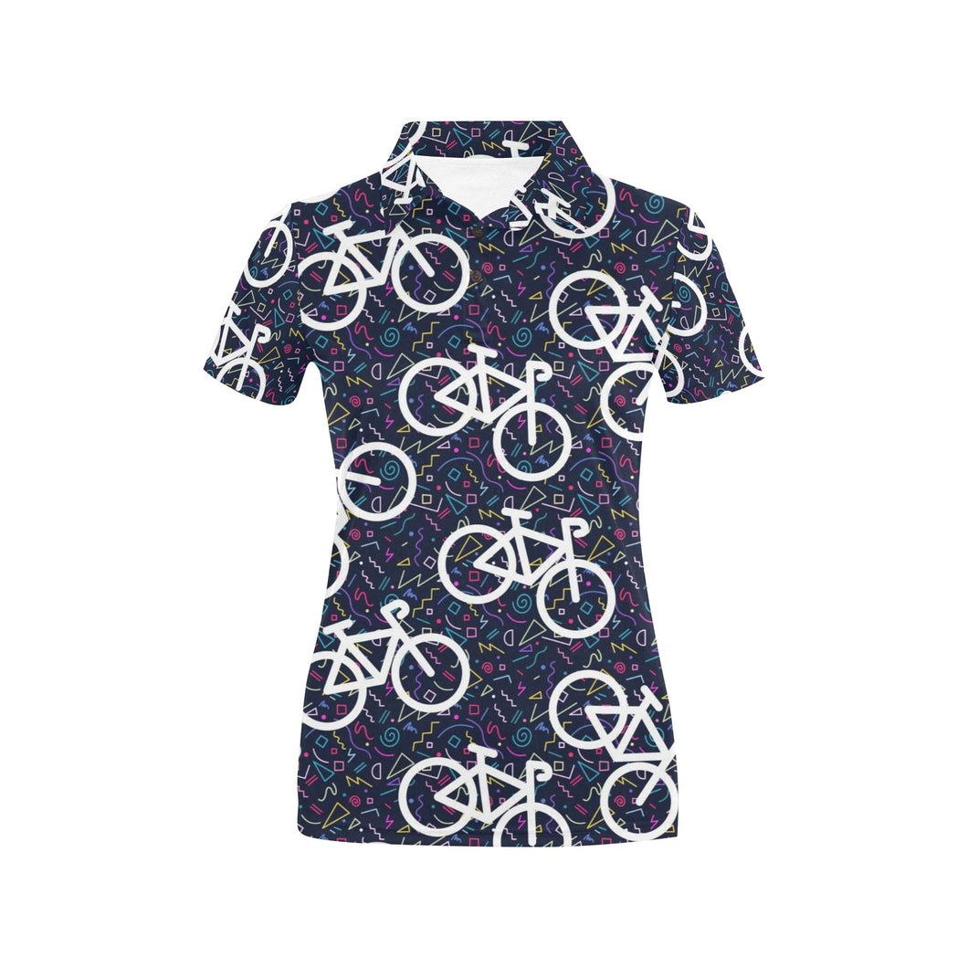 Bicycle Pattern Print Design 03 Women's All Over Print Polo Shirt
