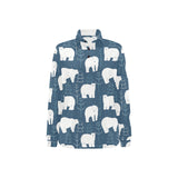 polar bear mother her child pattern Women's Long Sleeve Polo Shirt