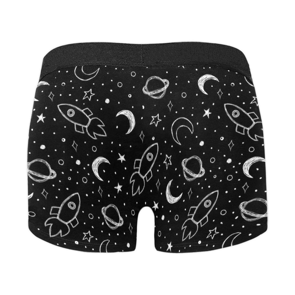 Hand drawn space rocket star planet Men's All Over Print Boxer Briefs Men's Underwear