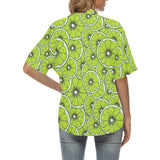 Slices of Lime design pattern Women's All Over Print Hawaiian Shirt