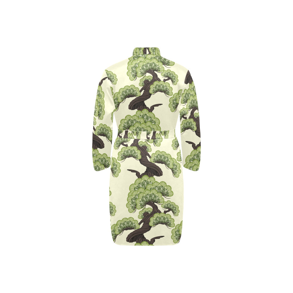 Bonsai pattern Men's Long Sleeve Belted Night Robe