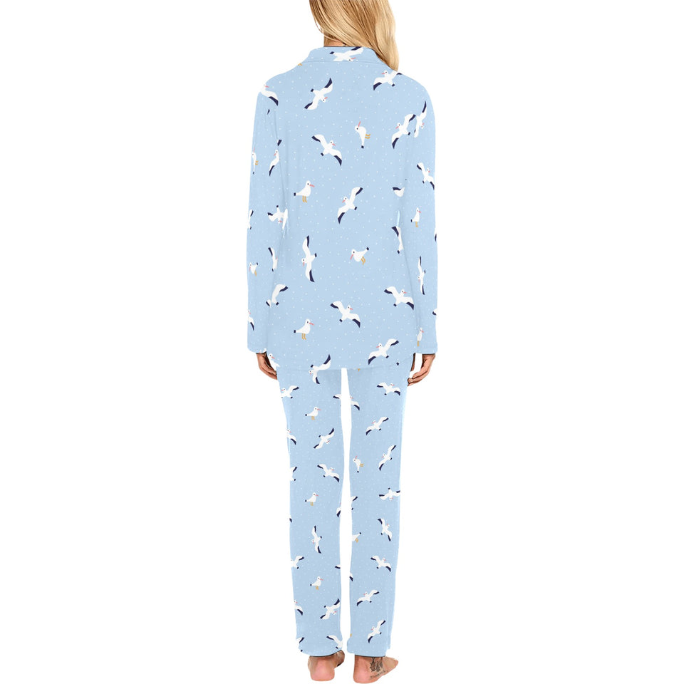 Seagull Pattern Print Design 02 Women's Long Pajama Set
