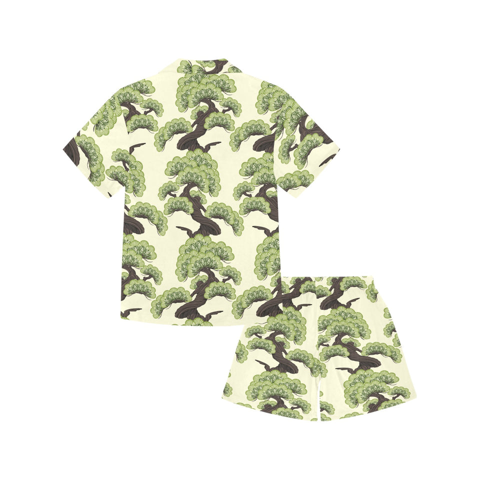 Bonsai pattern Kids' Boys' Girls' V-Neck Short Pajama Set