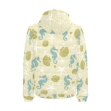 Seahorse shell starfish pattern background Men's Padded Hooded Jacket