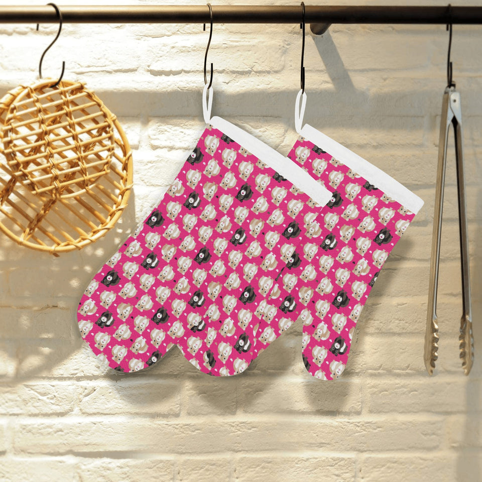 Guinea Pig Pattern Print Design 01 Heat Resistant Oven Mitts