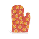 Oranges pattern red background Heat Resistant Oven Mitts