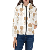 Gold Texture mushroom pattern Women's Padded Hooded Jacket