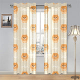Cute brown pomeranian puppy on blue Gauze Curtain