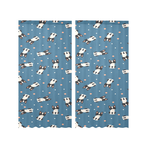 Cute boston terrier dog spattern Gauze Curtain
