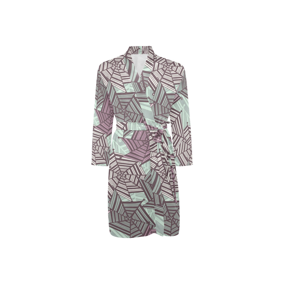 Spider web cobweb design color pattern Men's Long Sleeve Belted Night Robe