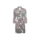 Spider web cobweb design color pattern Men's Long Sleeve Belted Night Robe