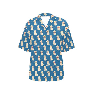Golden Retriever Pattern Print Design 03 Women's All Over Print Hawaiian Shirt