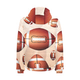 American football ball design pattern Men's Padded Hooded Jacket