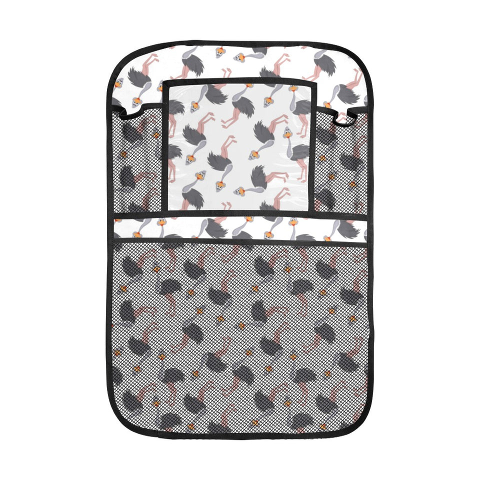 Ostrich Pattern Print Design 02 Car Seat Back Organizer