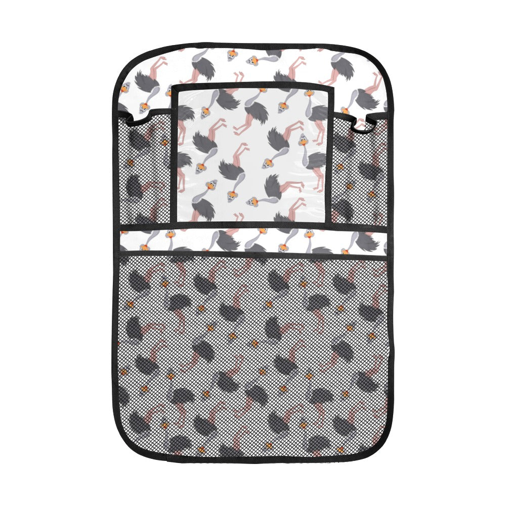 Ostrich Pattern Print Design 02 Car Seat Back Organizer