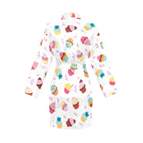 Cake cupcake design pattern Women's Long Sleeve Belted Night Robe