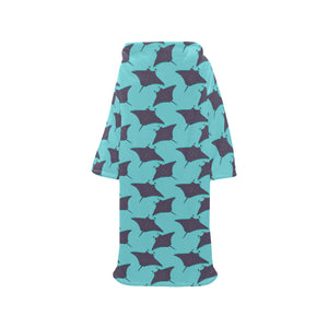 Stingray Pattern Print Design 02 Blanket Robe with Sleeves