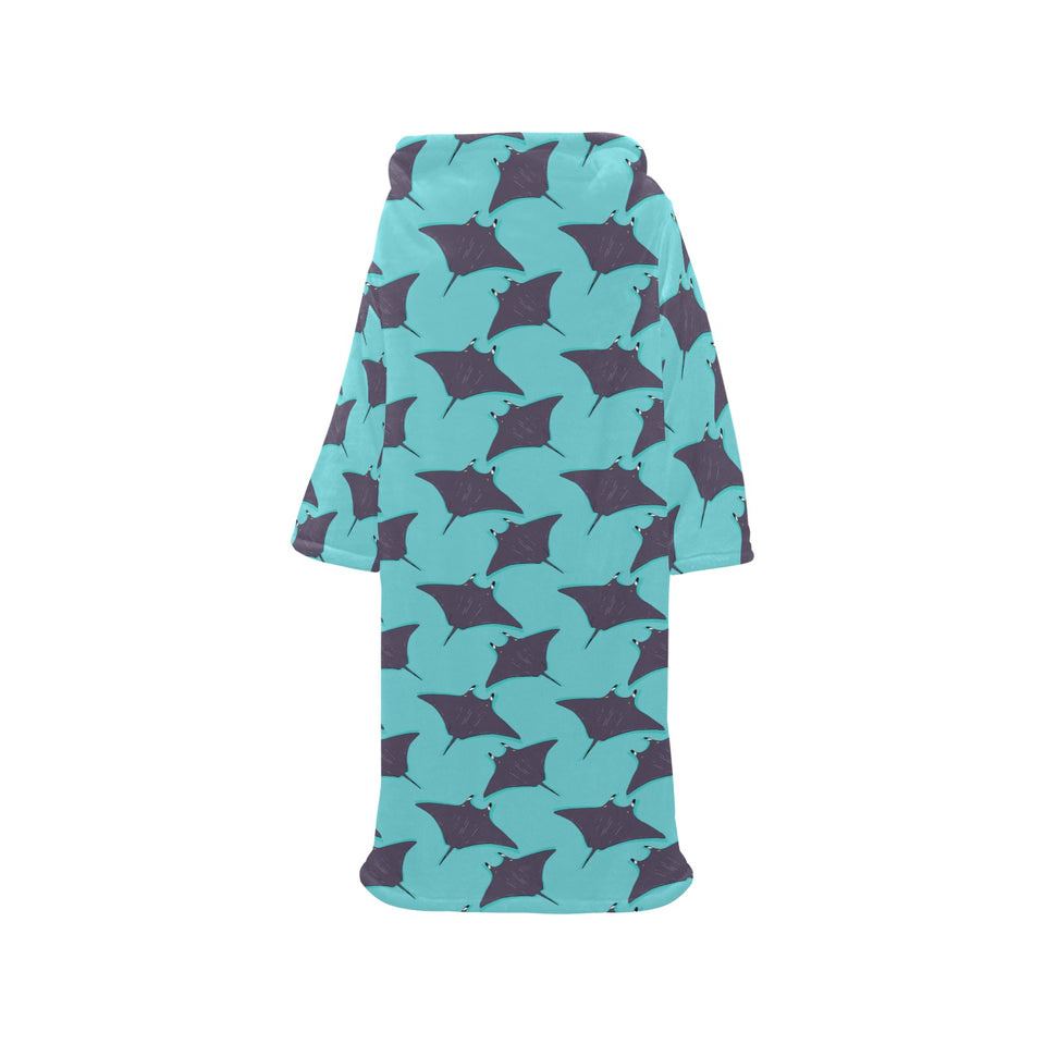 Stingray Pattern Print Design 02 Blanket Robe with Sleeves