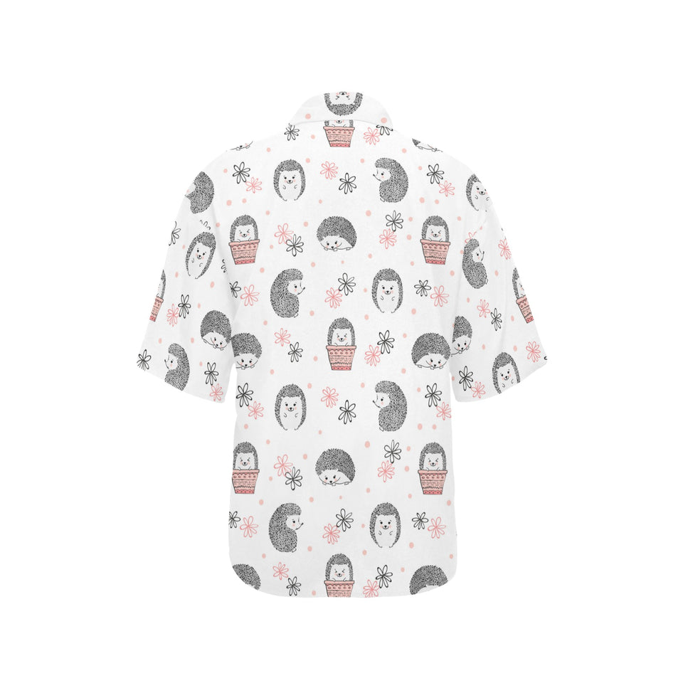 Hedgehog Pattern Print Design 02 Women's All Over Print Hawaiian Shirt