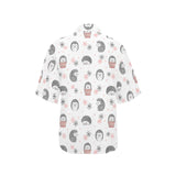 Hedgehog Pattern Print Design 02 Women's All Over Print Hawaiian Shirt