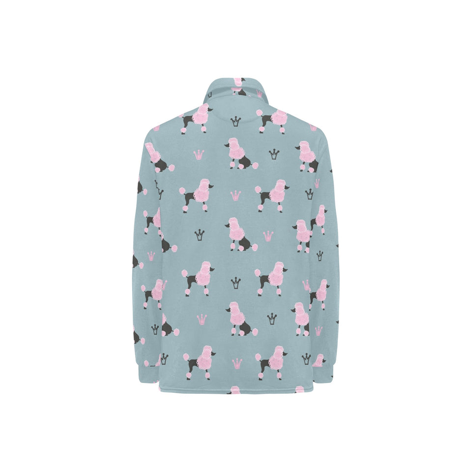 poodle dog pattern Women's Long Sleeve Polo Shirt