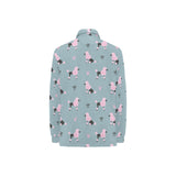 poodle dog pattern Women's Long Sleeve Polo Shirt