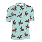 Horses running horses rider pattern Men's All Over Print Polo Shirt
