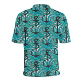 Anchor nautical green background Men's All Over Print Polo Shirt