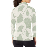 Ginkgo leaves pattern Women's Long Sleeve Polo Shirt