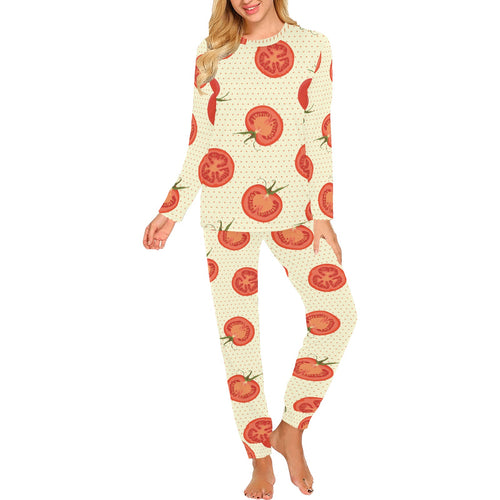 Tomato dot background Women's All Over Print Pajama Set