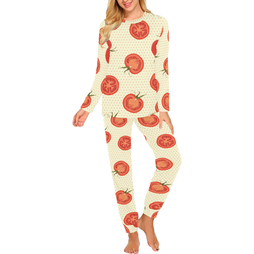 Tomato dot background Women's All Over Print Pajama Set