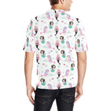 cute mermaid dolphin fish starfish pattern Men's All Over Print Polo Shirt