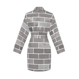 Brick Printed Pattern Print Design 05 Women's Long Sleeve Belted Night Robe