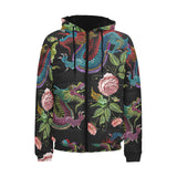 Dragons flower pattern Men's Padded Hooded Jacket