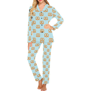 Pretzels Pattern Print Design 03 Women's Long Pajama Set