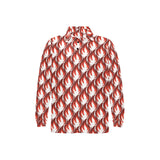 Fire flame symbol design pattern Men's Long Sleeve Polo Shirt