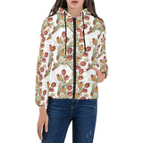 Red tulips and daffodils pattern Women's Padded Hooded Jacket
